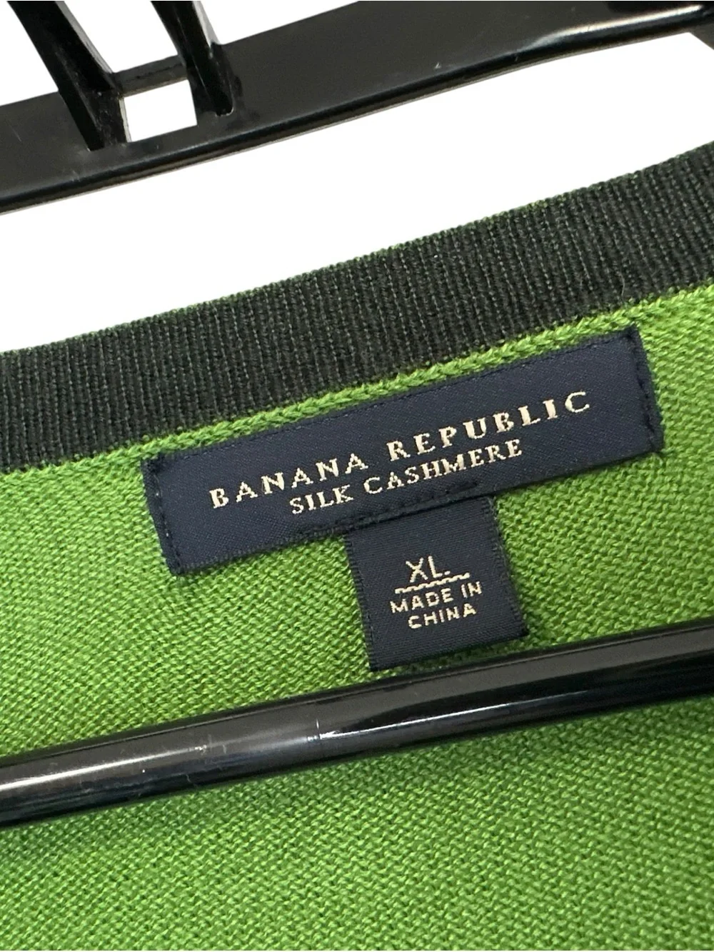 BANANA REPUBLIC Mens Silk Cashmere Crewneck Sweater Sz XL Green Long Sleeve